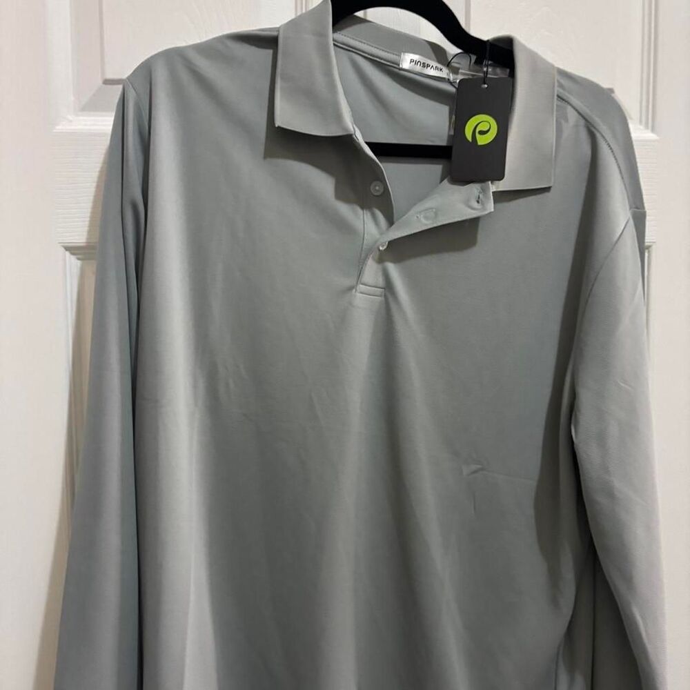 Unbranded Men's Grey and Blue Polo-shirts